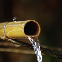 Close-up of water drops on metal