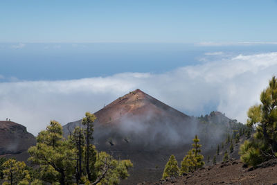 Panoramic view of volcanic landscape against sky