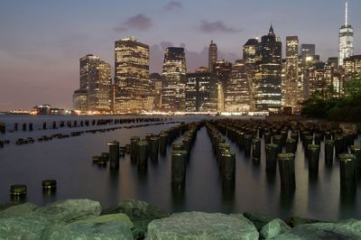 View of cityscape at dusk