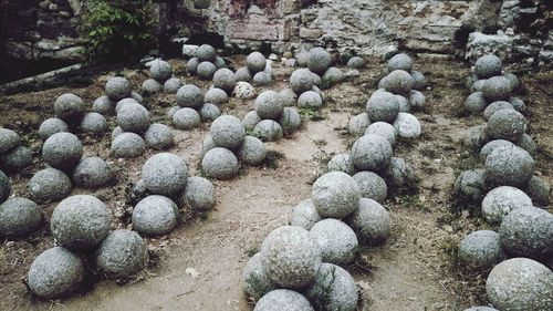 High angle view of stones