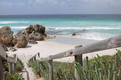 Scenic view of beach against sky