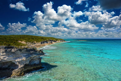 Scenic view of sea against cloudy sky