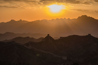 Silhouette of mountains against sky during sunset