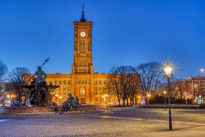 The famous rotes rathaus in berlin at twilight