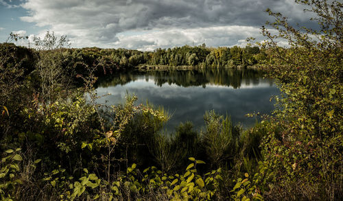 Scenic view of lake against sky