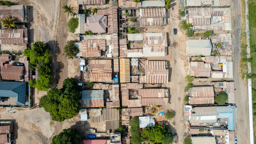 High angle view of buildings in city