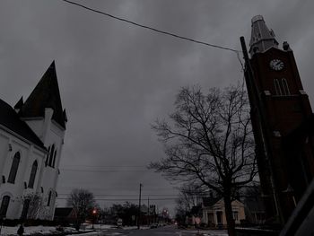 Low angle view of building against sky at dusk