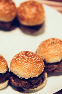 Close-up of burger on table