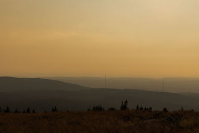 Scenic view of landscape against sky during sunset