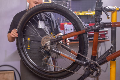 Close-up of bicycle wheel