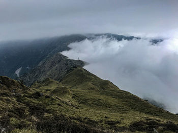 Scenic view of mountains against sky