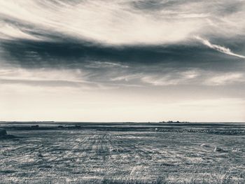 Scenic view of land against sky