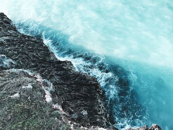 High angle view of sea waves