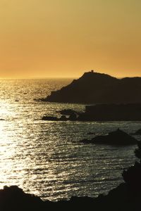 Scenic view of sea at sunset