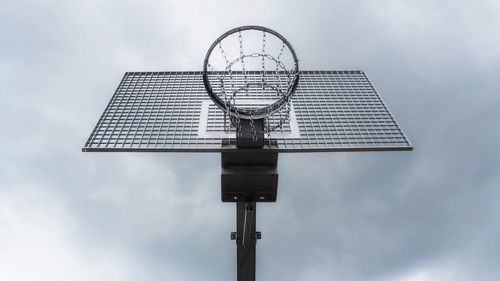 Low angle view of basketball hoop against sky