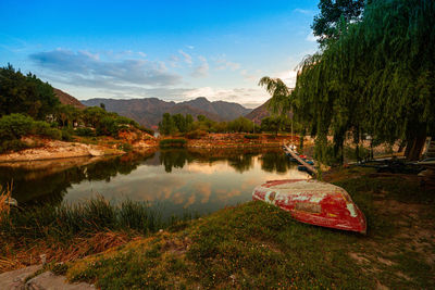 Scenic view of lake against sky