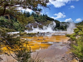 Hot sulfuric spring in newzealand