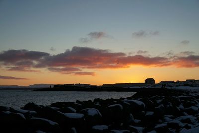 Scenic view of sea at sunset