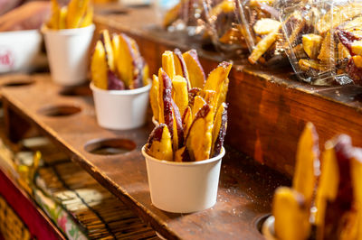 Close-up of food on table