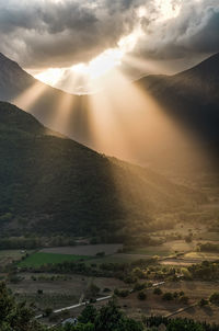 Scenic view of landscape against sky during sunset