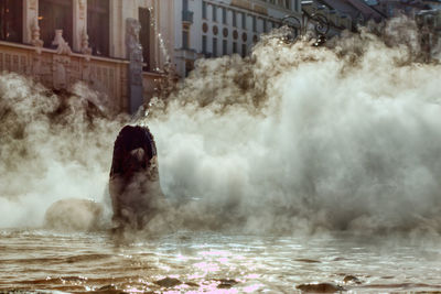 Geiser water fountain boiled vapor