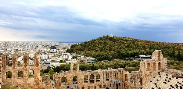 View of old ruin building in city