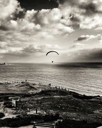 Scenic view of sea against cloudy sky