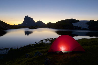 Midi d`ossau peak in ossau valley, pyrenees in france.