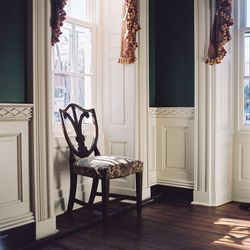 View of curtains on floor