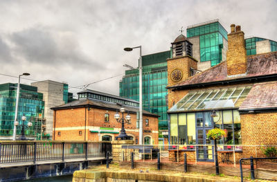 Low angle view of buildings against sky