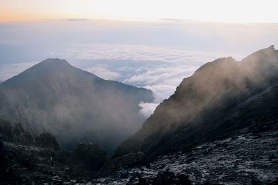 Scenic view of mountain range against sky