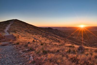 Sunset from the trailhead at franklin mountains state park