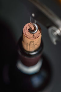 High angle view of beer bottles