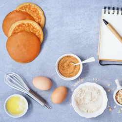 High angle view of food on table