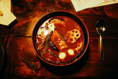 Close-up of served food on table