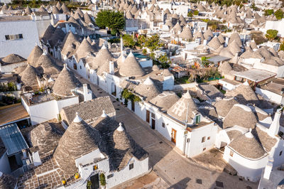 High angle view of buildings in city