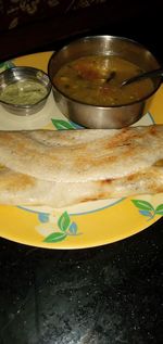 High angle view of food on table