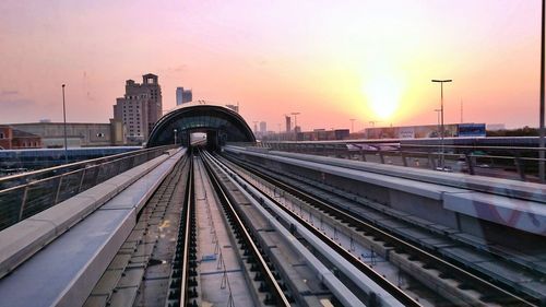 Railroad track at sunset