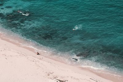 High angle view of beach by sea