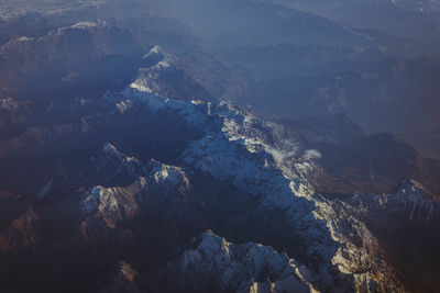 High angle view of rocks and mountains