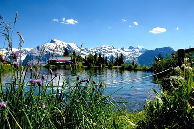 Scenic view of lake against sky