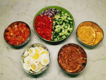 High angle view of food in bowl