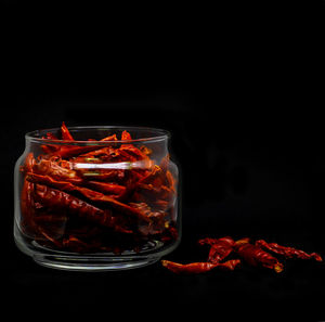 Close-up of food against black background