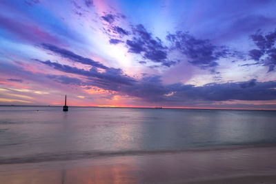 Scenic view of sea against dramatic sky