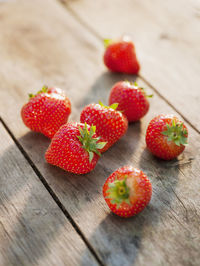 Strawberries on wooden background