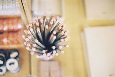 High angle view of pencils