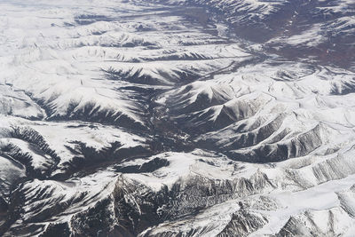 High angle view of snowcapped mountain