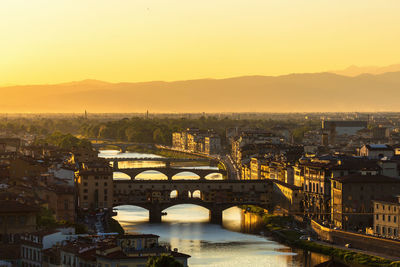 Sunset over florence and the arno river