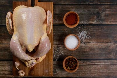 High angle view of food on table