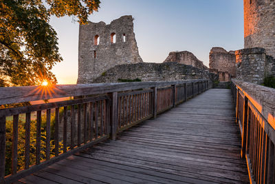 Scenic view of sunset on castle ruin wolfstein at neumarkt, summer evening